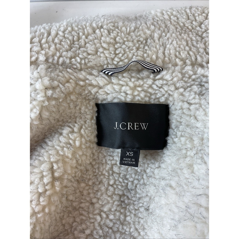 J.Crew XS Womens Sherpa Lined Puffer Jacket White Coat Primaloft $248 Cropped - Picture 7 of 11